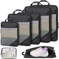 PFEYRPK Lightweight Compression Packing Cubes for Suitcases, Compressible Expandable Travel Packing Organizer with Clear Toiletries and Backpack Bag, Travel Essentials for Carry on Luggage 7 Set by PFEYRPK