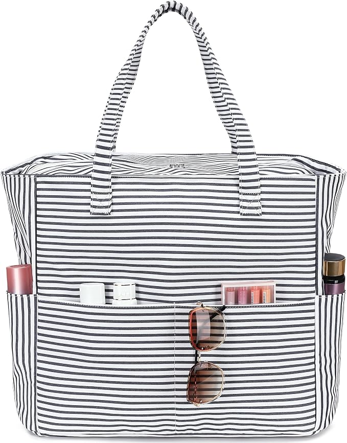 LEDAOU Large Beach Bag for Women, Waterproof Sandproof Tote Bag with Zipper | 36L Pool and Swim bag with Zipper, Wet/Dry pocket and 7 Pockets for Beach Days, Cruises, Vacations and Family travel by LEDAOU