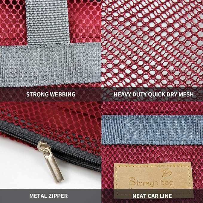 Mesh Shower Caddy Bag Portable Hanging Toiletry and Bath Organizer with Zipper for Travel, Gym, Camping, College Dorms, Beach - Image 4