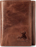 BULL GUARD Best Leather Men's RFID Trifold Wallet With ID Great Outdoor Wallet Durable Top Grain Leather Forest Brown, Double Cash Comparment with Secret Pocket, Compact & Secure Design, In Gift Box by BullGuard