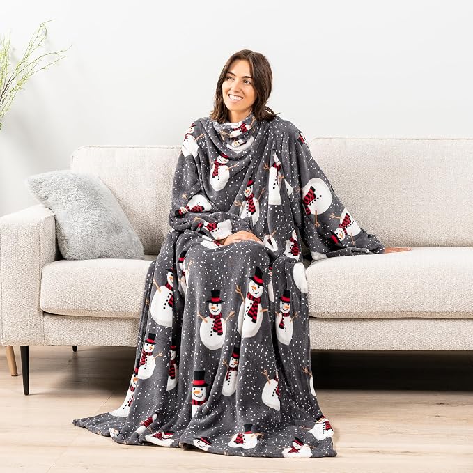 PAVILIA Wearable Blanket with Sleeves for Adult Women Men, Cozy Fleece Warm Wrap Throw with Arms, Gifts for Christmas, Wife - Image 4