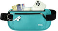 RFID Blocking Money Belt for Men Women, Slim Fanny Pack for Travel，Running,Conceal Waist Wallet for Passport Holder,Phone,Cash(Black Mint Green) by DAITET
