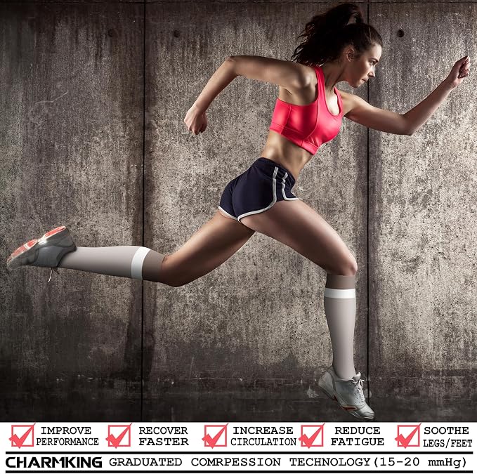 CHARMKING Compression Socks for Women & Men Circulation (3 Pairs) 15-20 mmHg is Best Support for Athletic Running Cycling - Image 2