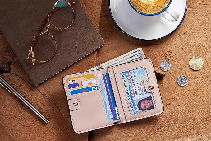 Gostwo Small Wallet for Women, Slim Bifold Credit Card Holder, Compact RFID Blocking Cash Wallet, Billfolds Thin Leather Zipper Pocket, Mini Wallet Gift for Ladies Teen Girls Travel with ID Window - Image 6
