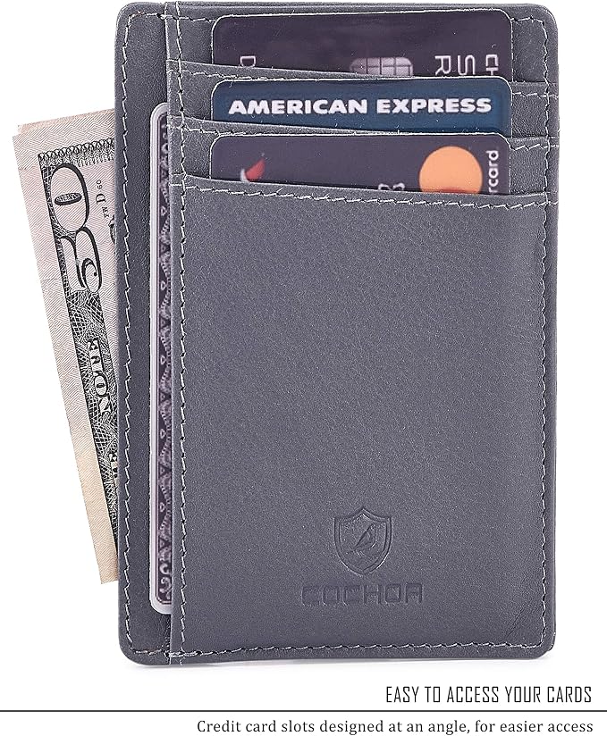 Front Pocket Wallet for Men Women Slim Minimalist Real Leather RFID Blocking Credit Card Holder - Image 2
