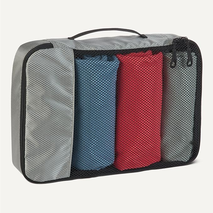 Amazon Essentials 4-Piece Packing Cubes Travel Accessories Set, Space-Saving Luggage Organizer with Double Zipper, Mesh Top Panel, Small/Medium/Large/Slim, Gray (Previously Amazon Basics) - Image 4