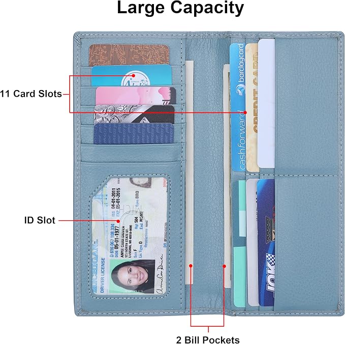 Ultra Slim Thin Leather Women Wallet RFID Blocking Credit Card Holder Bifold Long Ladies Billfold - Image 3