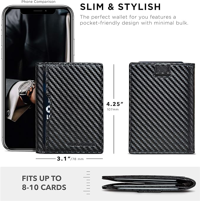 SERMAN BRANDS - Wallets for Men Slim Mens leather RFID Blocking Minimalist Card Front Pocket Bifold Travel Thin - Image 3