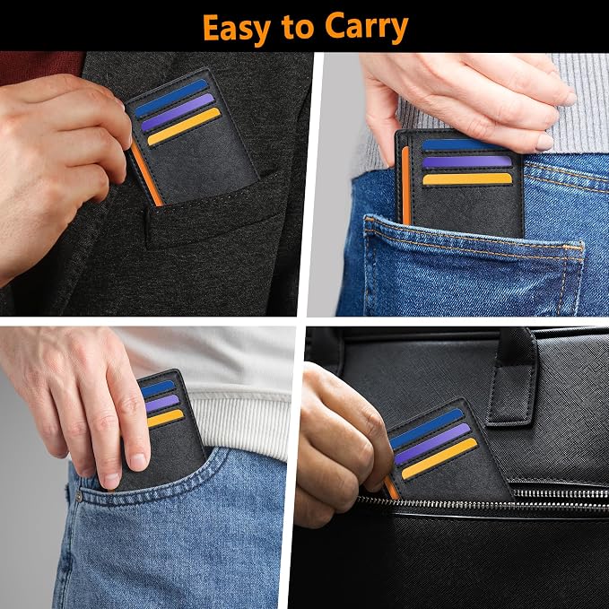 Travelambo Slim Minimalist Wallet for Men, RFID Blocking Credit Card Holder, Front Pocket ID Card Case, Gifts for Men, Husband, Boyfriend, Teenage - Image 8
