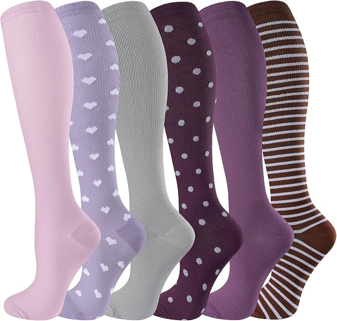 cerpite Compression Socks for Women & Men 6 Pairs Knee High Compression Socks 20-30 mmhg Best for Running,Nurse,Travel by Cerpitesportsstyles