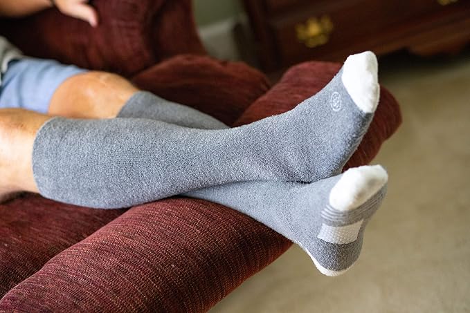 Doctor's Choice Unisex Sleeping Compression Socks 8-15 mmHg 95% Nylon | Aids Circulation and Reduces Swelling, Seamless Toe, Non-Binding Top, Soft Fuzzy Fabric - Image 2