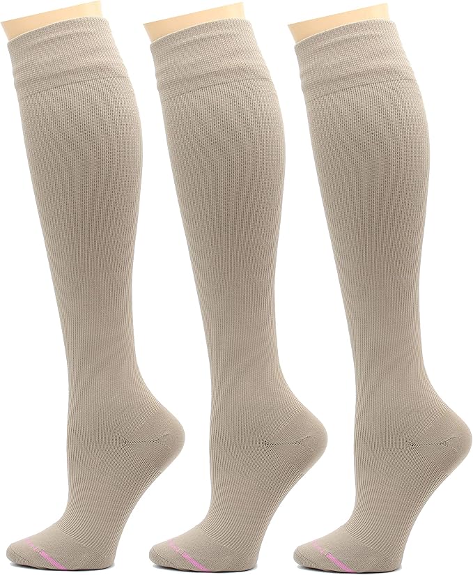 Dr. Motion 3 Pairs Light Summer Bright Fun Graduated Compression Women's Knee-Hi Socks by Dr.+Motion