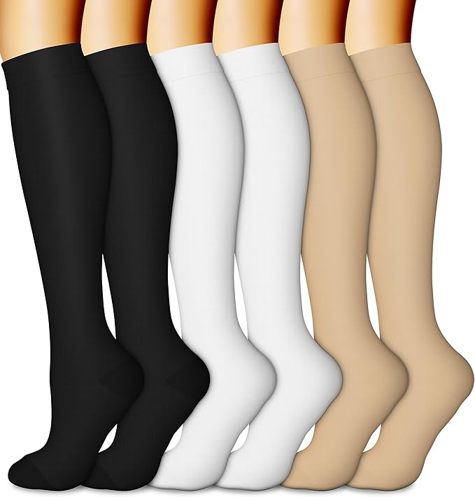 CHARMKING 6 Pairs-Compression Socks for Women & Men Circulation Best Support for Nurses, Running, Athletic,Flight Travel by CHARMKING