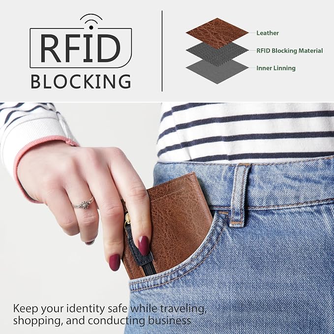 Gostwo Small Wallet for Women, Slim Bifold Credit Card Holder, Compact RFID Blocking Cash Wallet, Billfolds Thin Leather Zipper Pocket, Mini Wallet Gift for Ladies Teen Girls Travel with ID Window - Image 2