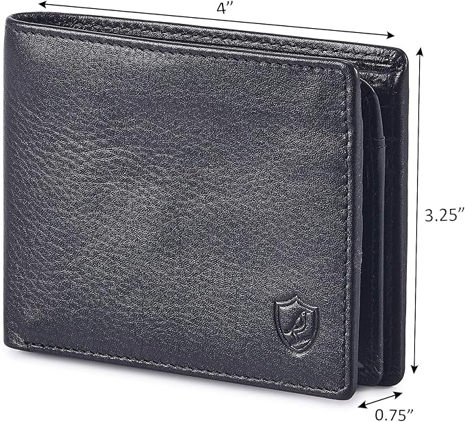 Wallet for Men Slim RFID Blocking Leather Bifold Minimalist 2 ID Windows Gift Box Carteras Para Hombres (NAPA, BLACK) - Image 3