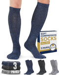 Pembrook® Light Compression Socks for Men & Women - 3 Pairs | 8-15 mmhg Compression Dress Socks for Men | Support Socks by Pembrook
