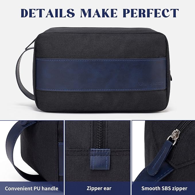 Vorspack Water Resistant Travel Toiletry Bag for Men - Black&Blue | Travel Bag for Toiletries, Large Capacity, Organized Compartment, Suitable for Shaving Grooming Accessories, Gifts for Men - Image 4