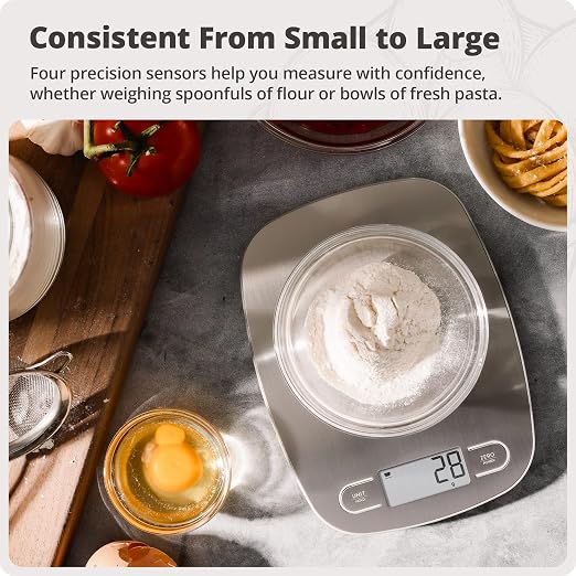 Greater Goods Food Scale, Slim & Compact, 1g Precision (Stainless Steel) | Digital Kitchen Scale for Cooking, Meal Prep & Portion Control, Tare, Auto Shut-Off, g/oz/lb/ml Conversion & Calorie Tracking - Image 3
