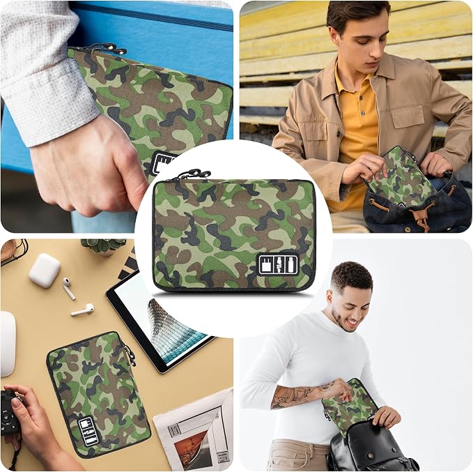 Electronics Organizer,Travel Cord Organizer Pouch,Cable Organizer Bags | Travel Electronic Accessories Storage Case for Cables, Cords, Charger, Phone (CamouflageGreen) - Image 6