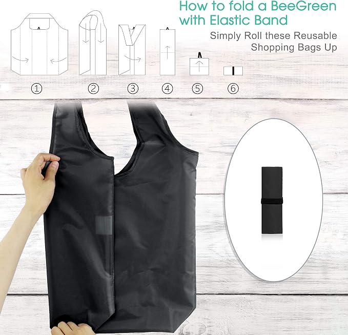 BeeGreen DIY Reusable Grocery Bags Bulk 10 Pack, Reusable Shopping Bags X-Large 50LBS, Machine Washable Kitchen Reusable Bags Heavy Duty, Foldable Tote Bags w Handles for Shopping - Image 5