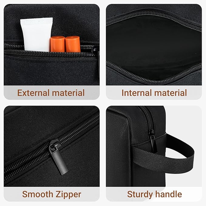 Elviros Travel Toiletry Bag for Women and Men,Lightweight Makeup Bag Hanging Dopp Kit with Shaving Compartment Cosmetic Organizer Small Tool Bag Travel Essentials,Gifts for Men(Black) - Image 5