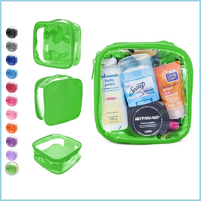 Clear TSA Approved 3-1-1 Travel Toiletry Bag for Carry On/Quart Size Transparent Liquids Pouch for Airport Security/Reusable See Through Vinyl & PVC Plastic Organizer Men Women (Green) - Image 2