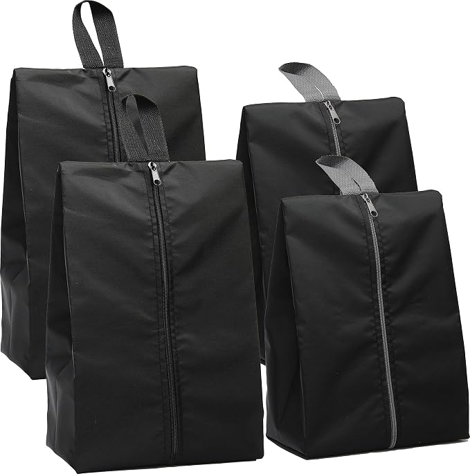 Simple Houseware Travel Shoe Bags, Set of 4 Waterproof with Zipper, Black - Image 6