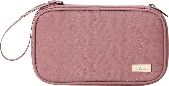 NISHEL Electronics Travel Organizer Cord Case, Charger Cable Tech Bag | Double-layer bag keeps chargers, cables, flash drive, and small tech essentials organized for trip, Medium, Rose-wood Pink - Image 8