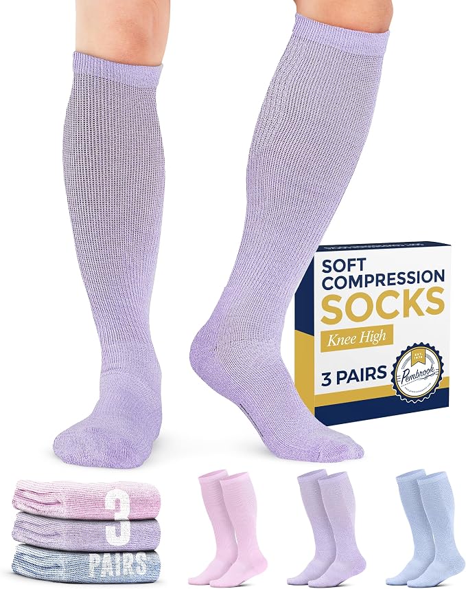Pembrook® Light Compression Socks for Men & Women - 3 Pairs | 8-15 mmhg Compression Dress Socks for Men | Support Socks by Pembrook