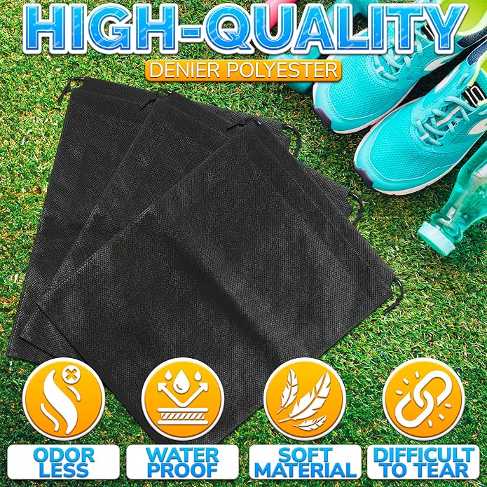 Travel Shoe Bags for Packing in Suitcase, 10 Pcs, Breathable Fabric | Shoe Bags for Travel, Non Woven Fabric, Drawstring, 15.75 x 11.80 in, Dust Proof, for Sneakers, Heels, Gym & Dance Shoes - Image 3