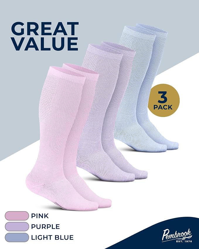 Pembrook® Light Compression Socks for Men & Women - 3 Pairs | 8-15 mmhg Compression Dress Socks for Men | Support Socks - Image 5