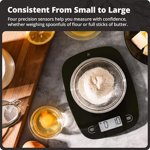 Greater Goods Food Scale, Slim & Compact Build, 1g Precision (Black Glass) | Digital Kitchen Scale for Cooking, Meal Prep & Portion Control, Tare, Auto Shut-Off, g/oz/lb/ml Conversion & Calorie Tracking - Image 3