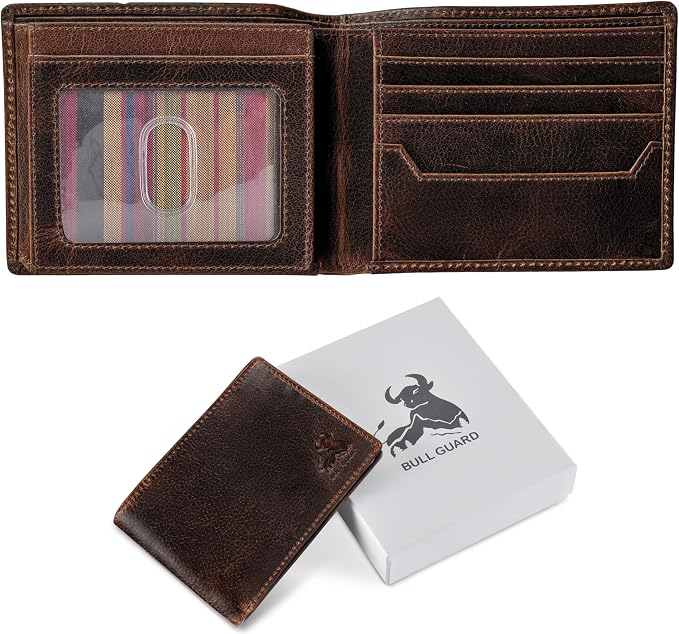 BULL GUARD RFID Blocking Bifold Wallets for Men with 2 ID Windows and 10 Credit Cards Slots Premium Security Full Grain Leather High Capacity Credit Card Wallet - Image 5