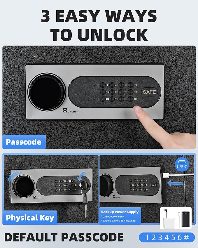 DAYI Hotel Safe, 1.4 Cubic Feet Laptop Closet Safe Box with Digital Keypad for Home Office Documents & Money, Dual Alarm System - D-22 - Image 4