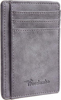 Travelambo Slim Wallet Front Pocket Minimalist Leather RFID Blocking Medium Size by Travelambo
