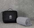 Threadmill Travel Blanket Cotton Viscose derived from Bamboo - Airplane Premium Soft Light Blanket Throw with Black Leather Bag(Grey Color) Compact & Portable Blanket for Travel, Car, Picnic & Camping by ThreadmillHomeLinen