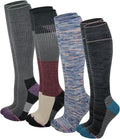 Dr. Motion Compression Knee HIgh Socks (4 Pairs), Arch Support Outdoor Running HIking Socks for Women by Dr.+Motion