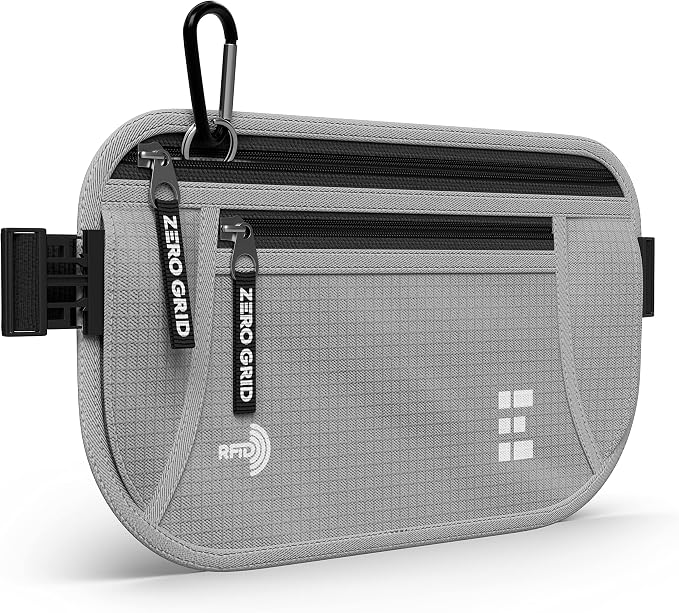 Money Belt for Secure Travel - RFID Blocking Slim Passport Holder - Hidden Waist Pouch for Cash, Credit Cards, Documents - Concealable Under Clothes, Water-Resistant Slim Fanny Pack for Men and Women by ZeroGrid