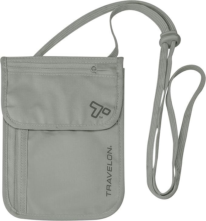 Travelon Rfid Blocking Undergarment Neck Pouch Travel Wallet, Gray, One Size - Image 5