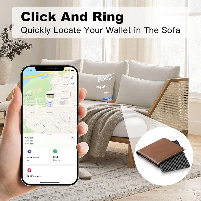 Wallet Tracker Card for Apple Find My (iOS Only), Ultra-Thin Bluetooth Tracker Smart Card Wallet Finder, IP68 Waterproof Slim Item Locator for Wallets, Keys, Passport & Luggage Tags (Jet Black) - Image 3