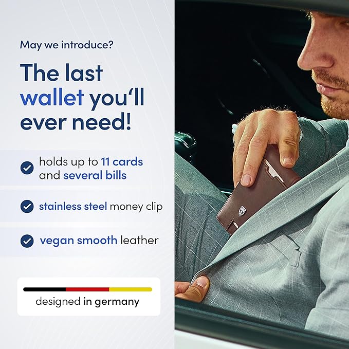 TRAVANDO Money Clip Wallet - RFID Protected Bifold Wallet for Men for 11 Cards - including Gift Box (Vintage Brown) - Image 2