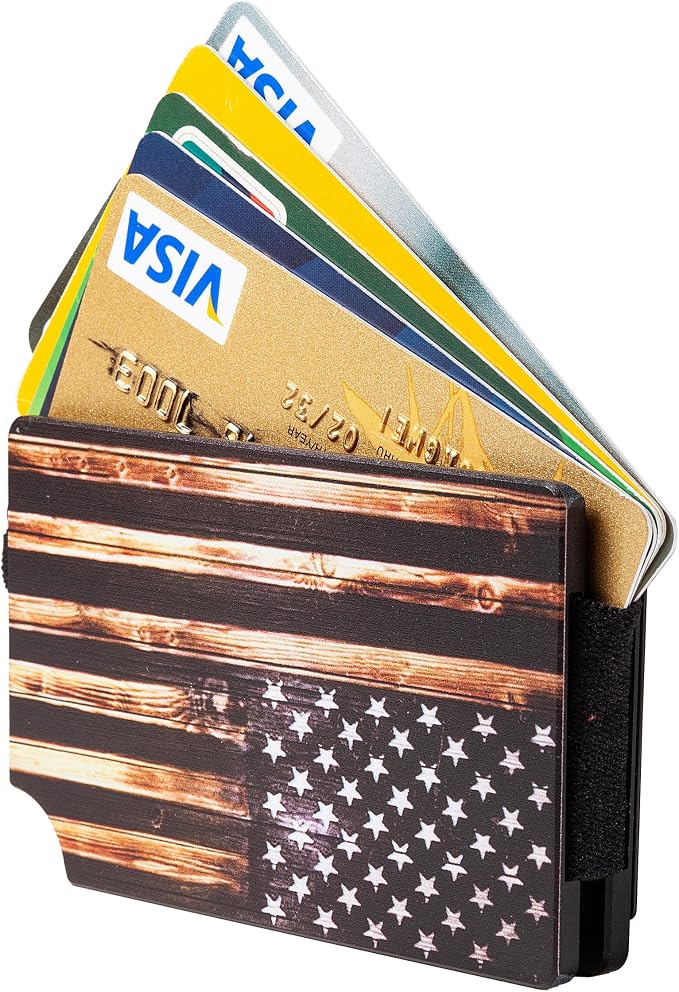 Slim Wallet for Men,RFID Blocking Minimalist Metal Wallet, Money Clip/Cash Holder, Front Pocket Aluminum Credit Card Holder, Ideal Gift for Men,American USA Flag - Image 3