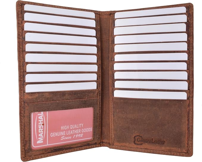 Marshal Bifold Leather RFID Blocking Wallet For Men & Women | Genuine Leather Holder With 19 Slots, 2 Bill Compartments & ID Window For Credit/Debit Cards, Money & More (Vintage) by Marshalwallet
