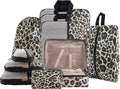 U+U 10 Set Compression Packing Cubes, Travel Organizers (Leopard) | Space-Saving & Complete Travel Set by UU