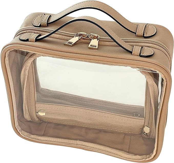 JAZD Clear Makeup Bag Toiletry Bag for Women Cosmetic Case Large Capacity Travel Make Up Bag Organizer Transparent Storage Compartment TSA Approved by JAZD