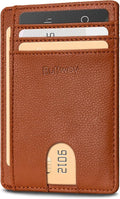 Buffway Slim Minimalist Front Pocket RFID Blocking Leather Wallets for Men and Women - Lichee Light Brown by Buffway
