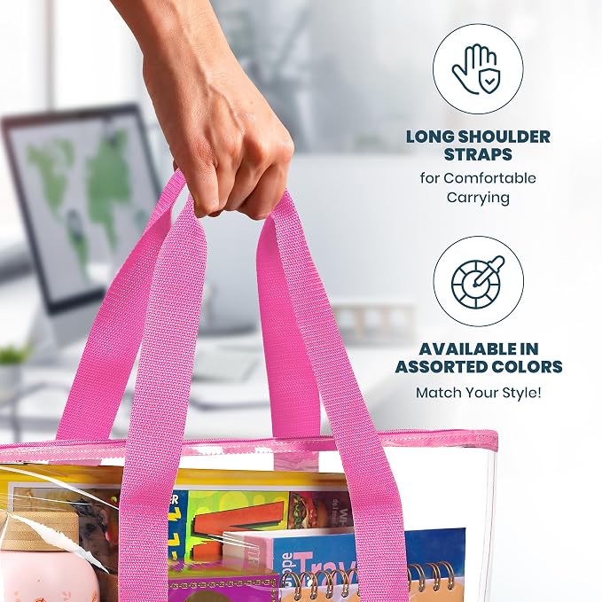 Handy Laundry Clear Tote Bag - Zipper Closure, Long Shoulder Strap, Fabric Trimming. - Image 6