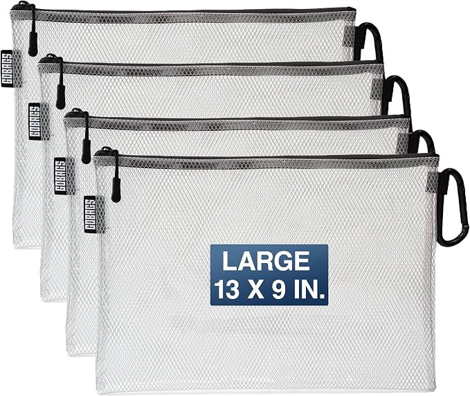 Air Production Large Clear Zipper Pouch (4‑Pack) – Cable Organizer & Travel Gear Bag for Electronics, Camera Accessories, Tool Pouch & Small Tech Storage by Unknown