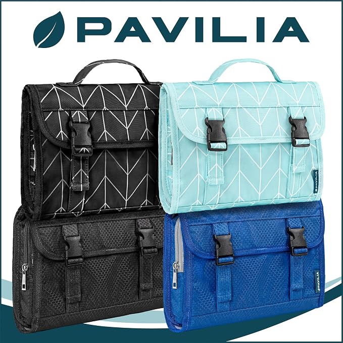 PAVILIA Travel Hanging Toiletry Bag for Women Men, Large Capacity Makeup Bag Kit, Waterproof Cosmetic Storage Organizer Case for Bathroom Shower - Image 6