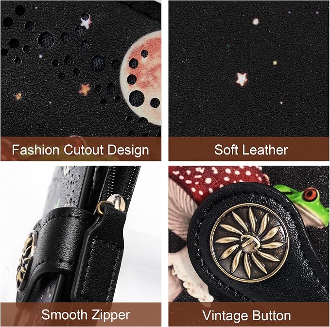 Tipmile Small Wallet Women Bifold RFID Blocking Card Holder Leather Wallets with Zipper Coin Pocket, Black & Red - Image 6